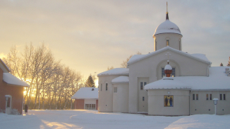 Valamon luostari pääkirkko talvella