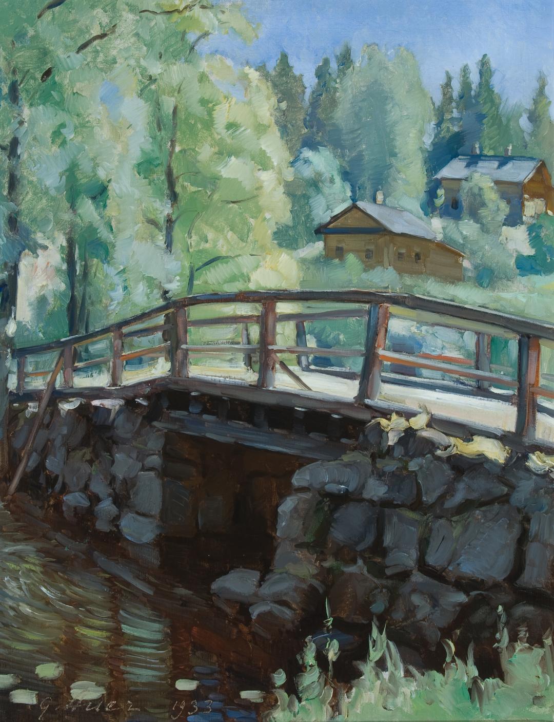Grigor Auerin maalaus Igumeninlampien silta, Valamo, 1933