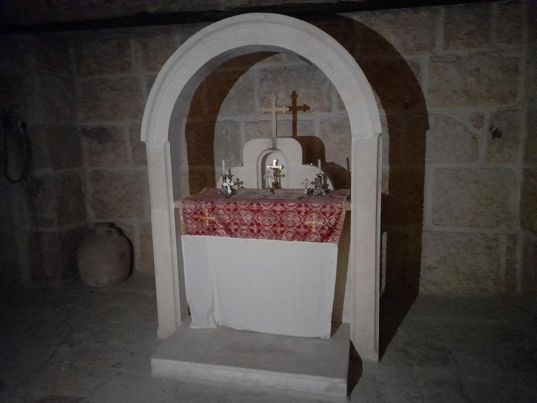 Pyhän Markuksen luostarin kellaritila Jerusalemissa