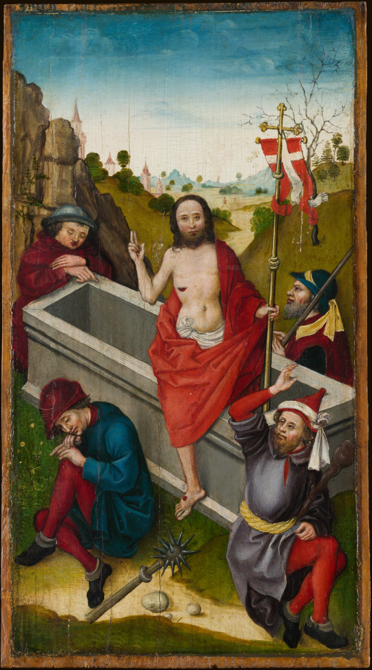 Ylösnousemus-maalaus Ludwig Schongauer