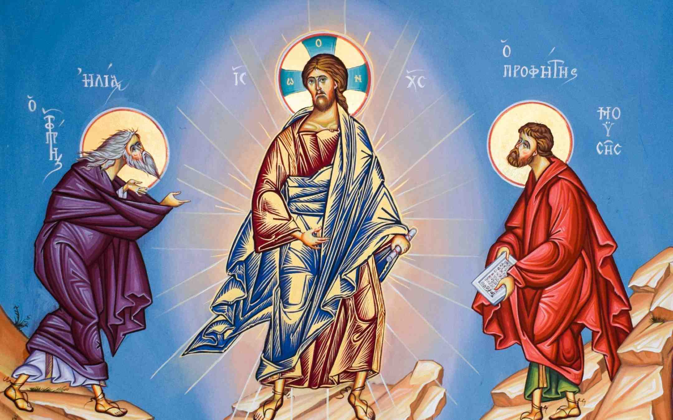 Kristuksen kirkastuminen Taaborinvuorella ikoniin kuvattuna