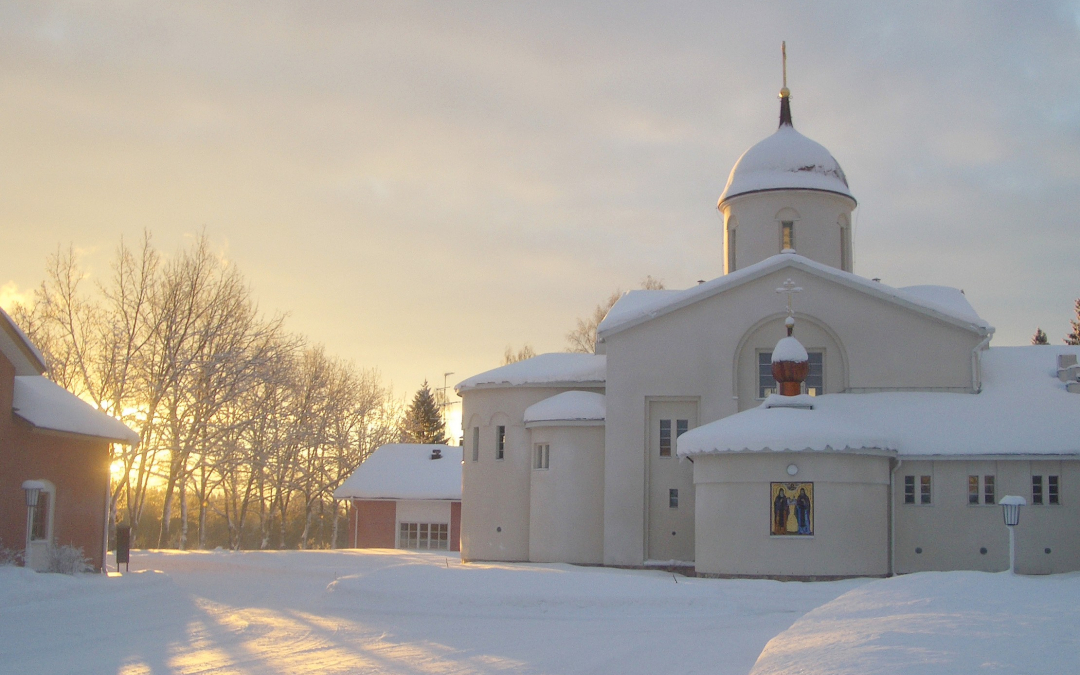 Valamon luostari pääkirkko talvella