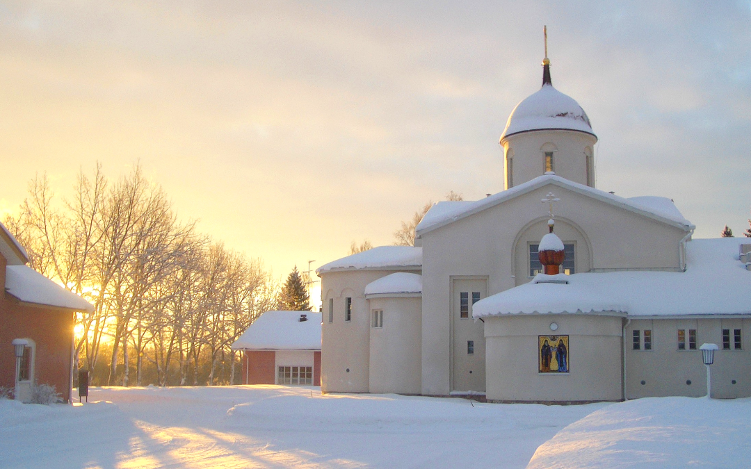 Valamon luostarin pääkirkko talvella