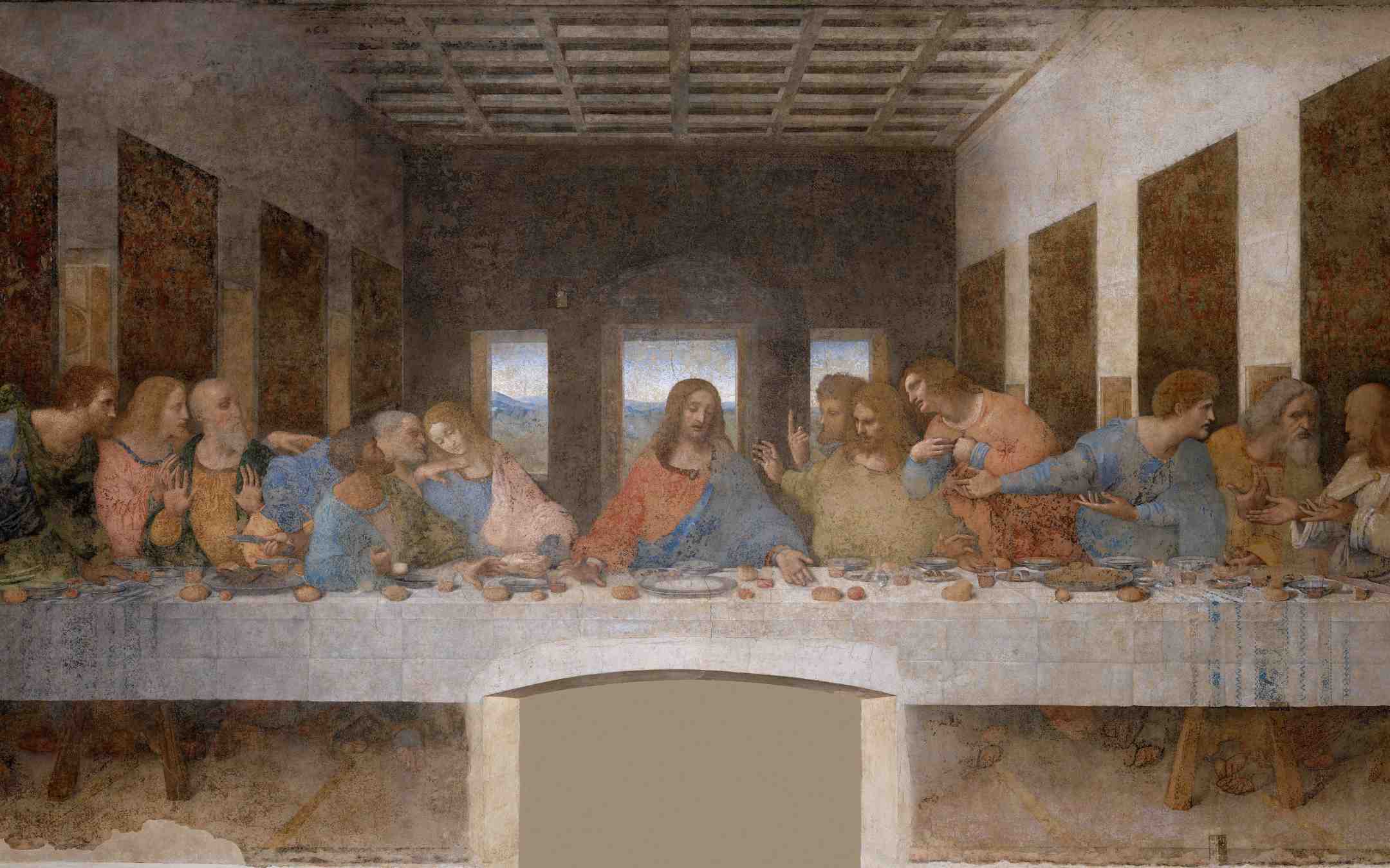 Jeesus asettaa ehtoollisen Leonardo Da Vincin maalauksessa