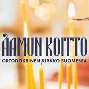 Suomen ortodoksisen kirkon lehden Aamun Koiton nimiö ja palavia tuohuksia