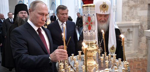 Moskovan patriarkka Kirill ja Venäjän presidentti Vladimir Putin Uuden Jerusalemin luostarissa