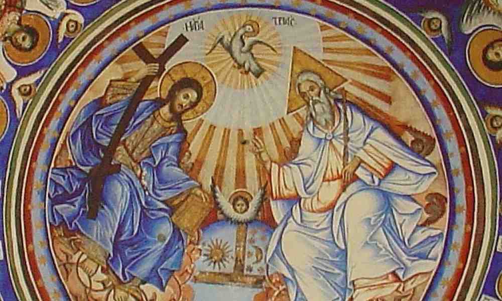 Pyhä Kolminaisuus -seinämaalaus Vatopedin luostarissa Athosvuorella