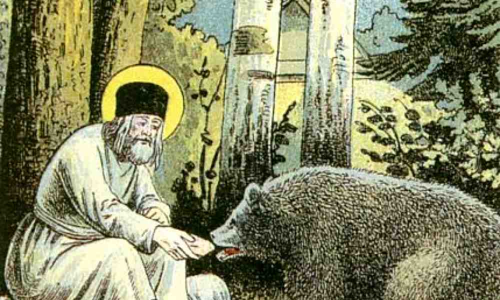 Pyhittäjä Serafim Sarovilainen ruokkii karhua