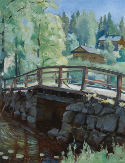 Grigor Auerin maalaus Igumeninlampien silta, Valamo, 1933