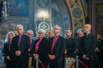 Pohjoismaisten kirkkojen johtajia Pyhän Mikaelin luostarissa Kiovassa 2025