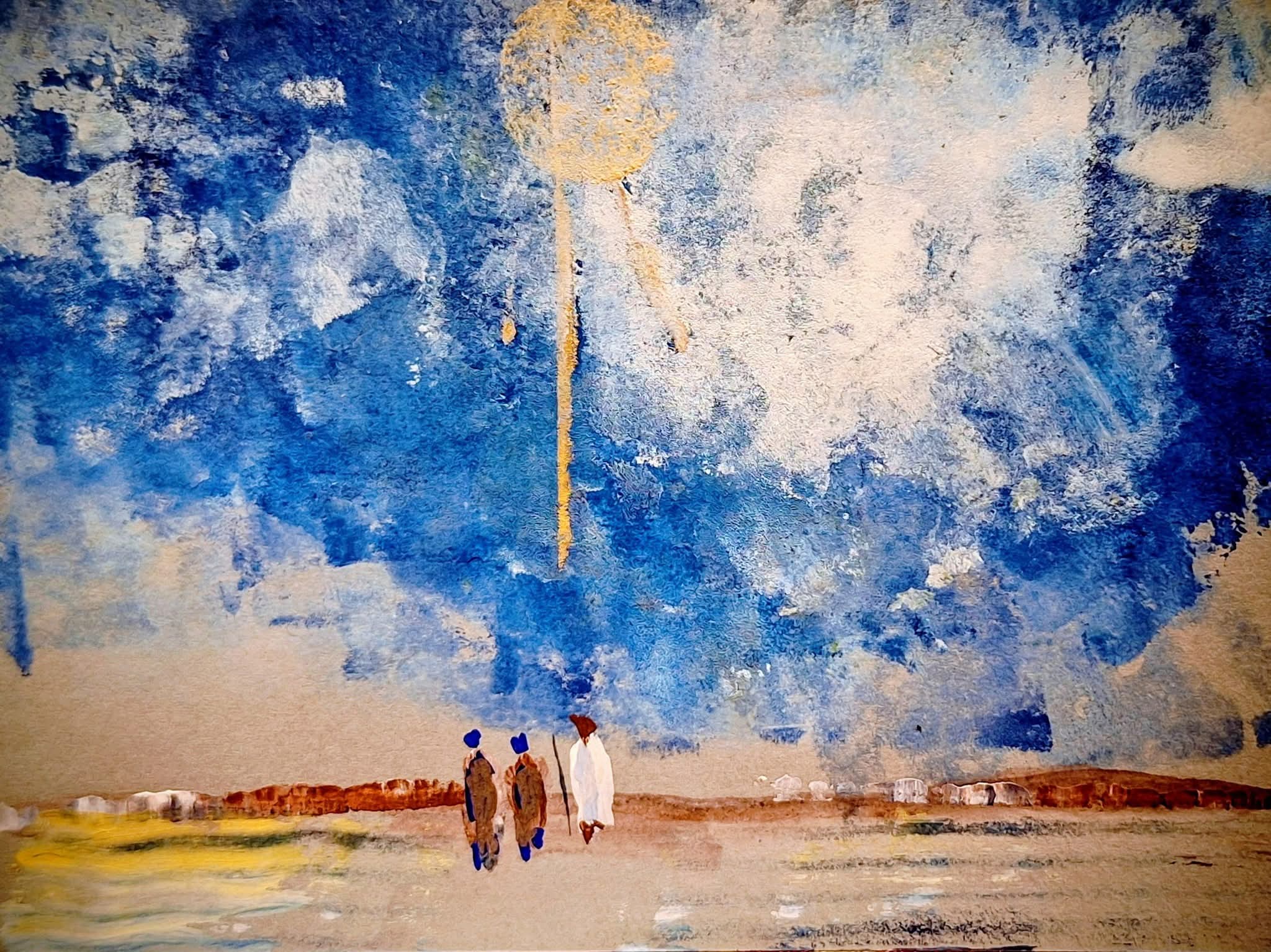 Emmauksen tiell&auml;, tempera, 2024